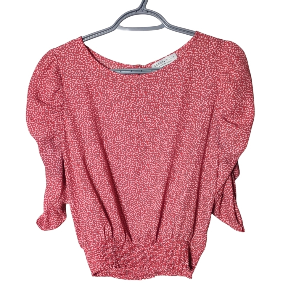 Paper Crane Smocked Band Top With Shirring Puff Sleeve Top Women’s‎ Size Medium